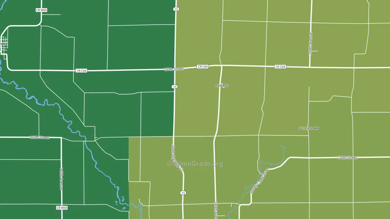 Thorpe, IA Map of Burglary Rates