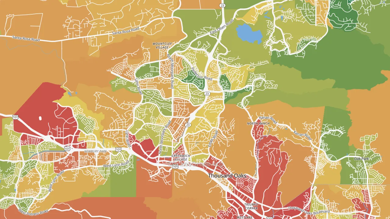 Thousand Oaks, CA Map of Burglary Rates