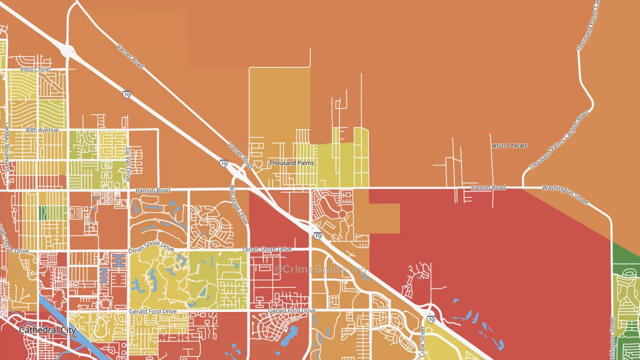 Thousand Palms, CA Map of Burglary Rates