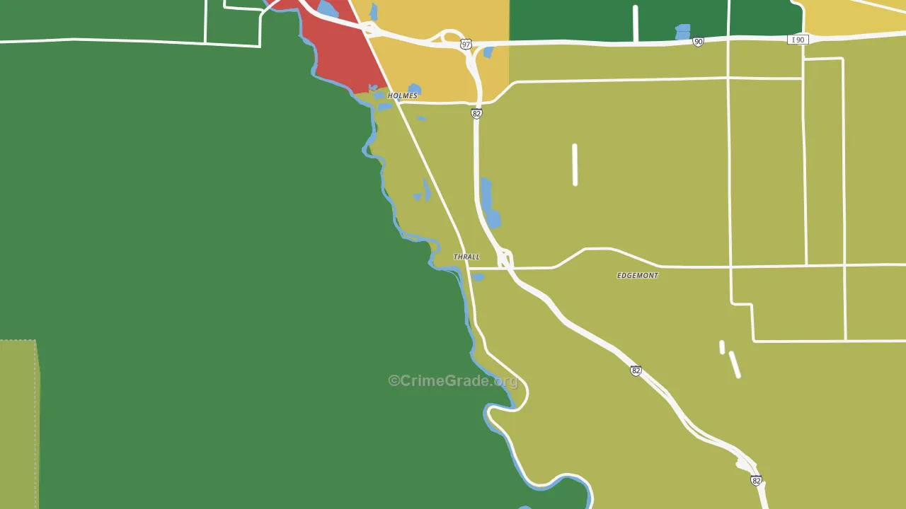 Thrall, WA Map of Burglary Rates
