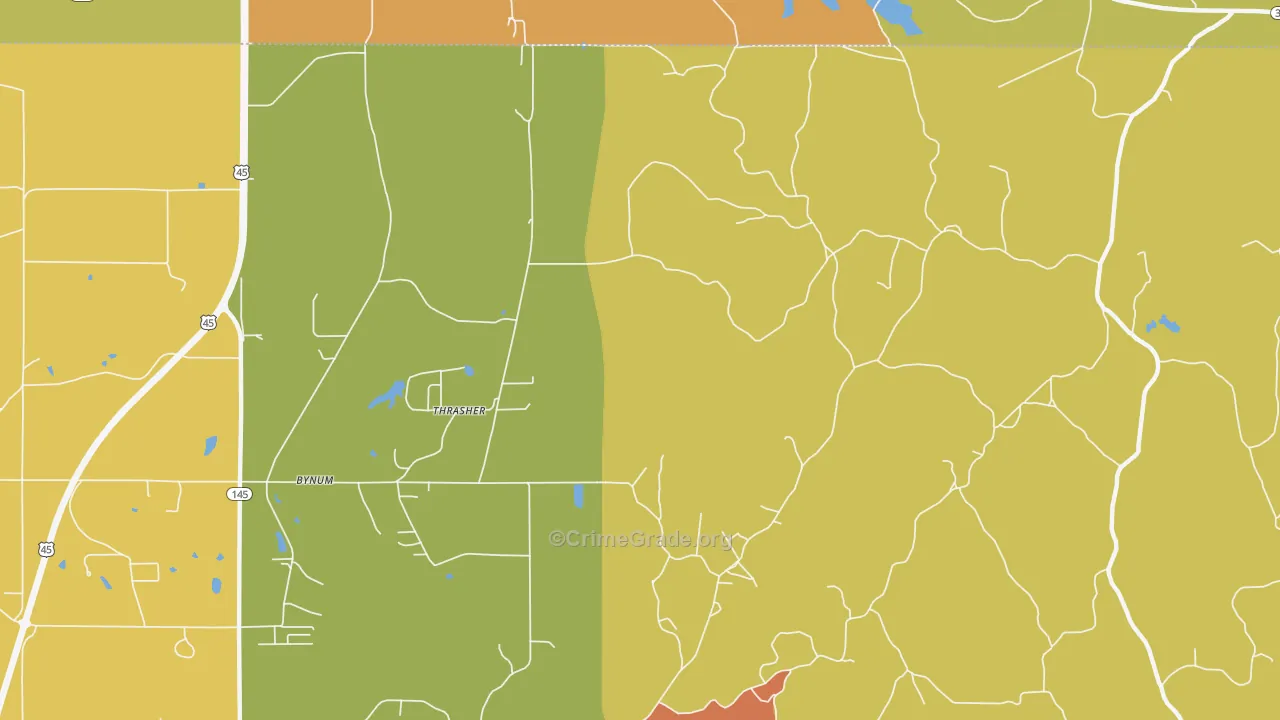 Thrasher, MS Map of Burglary Rates