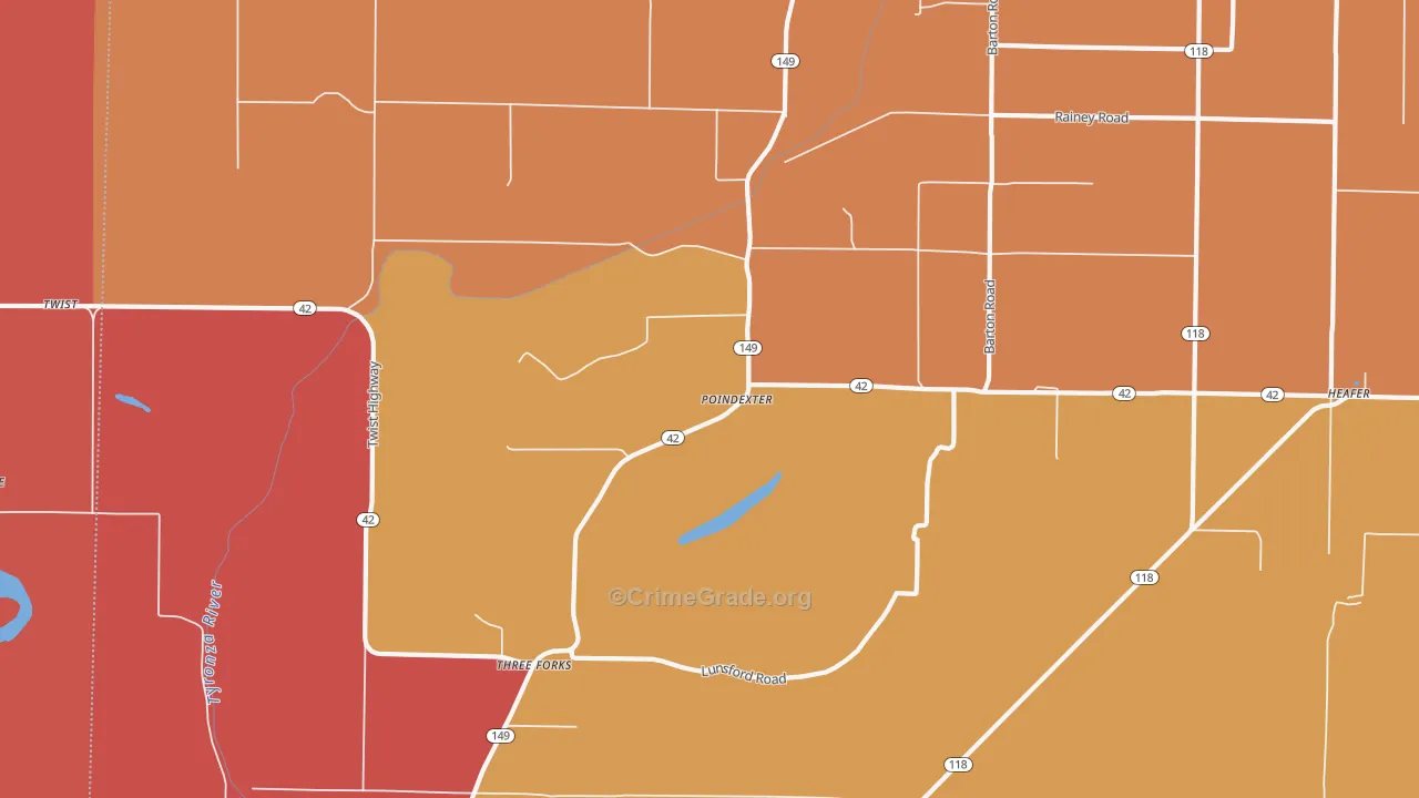 Three Forks, AR Map of Burglary Rates