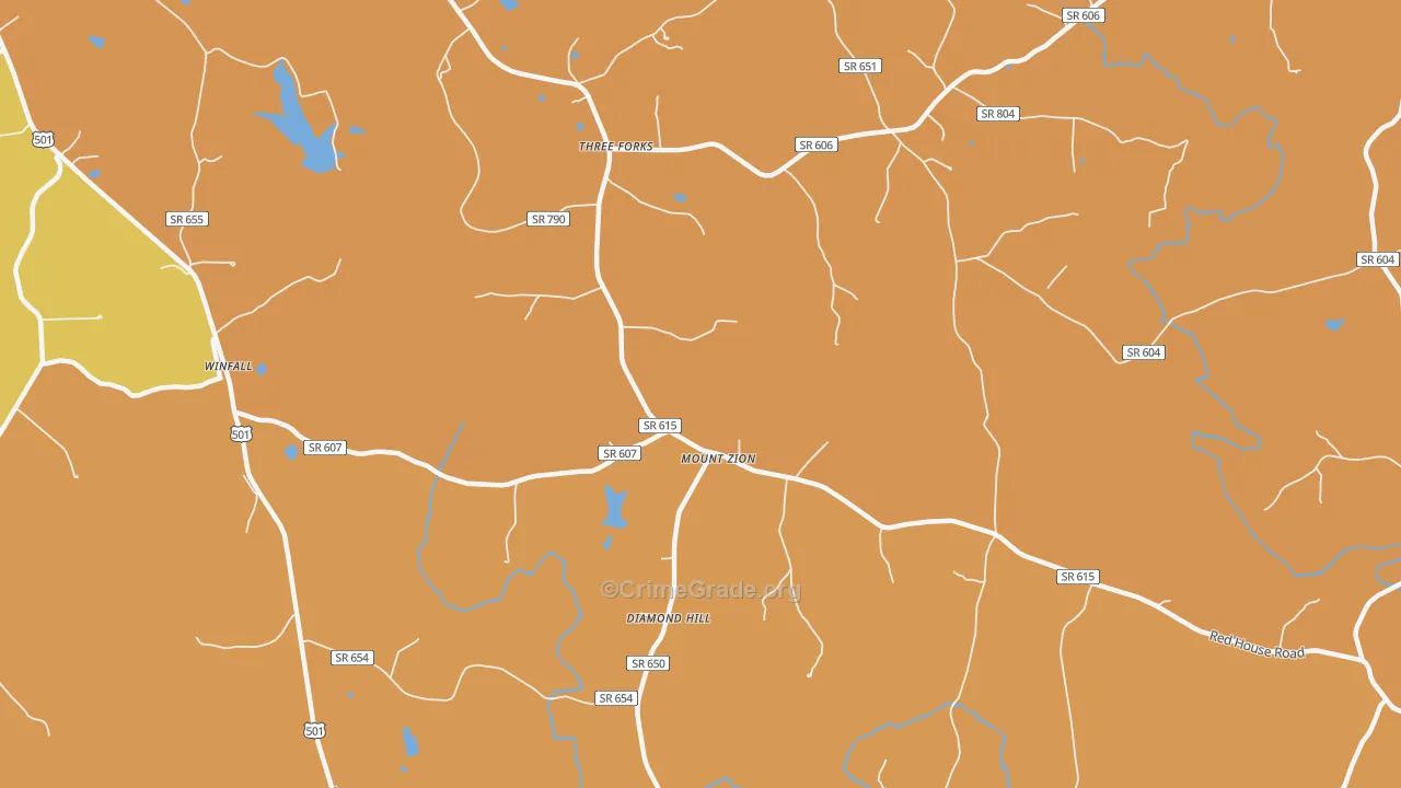 Three Forks, VA Map of Burglary Rates