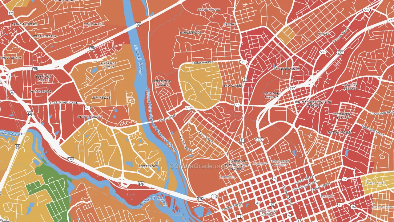 Three Points, Columbia, SC Map of Burglary Rates