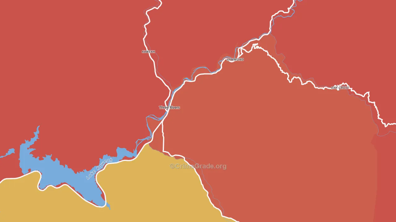 Three Rivers, CA Map of Burglary Rates