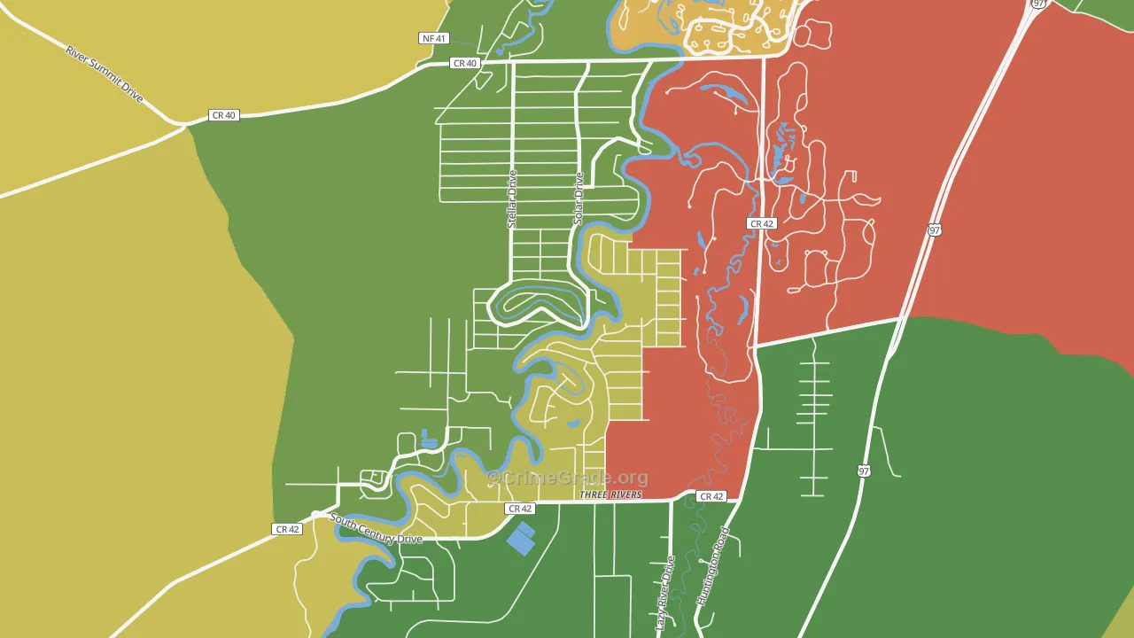 Three Rivers, OR Map of Burglary Rates