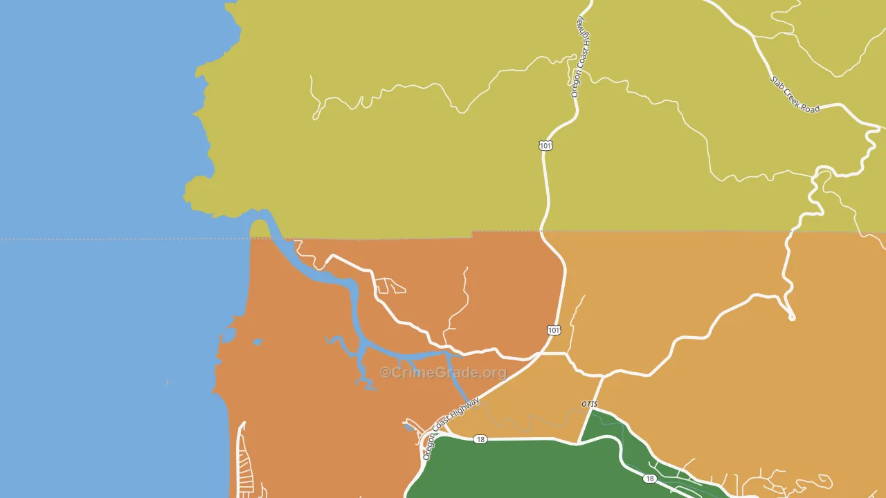Three Rocks, OR Map of Burglary Rates