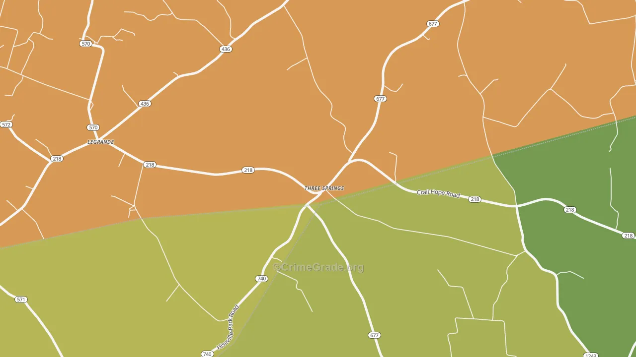 Three Springs, KY Map of Burglary Rates