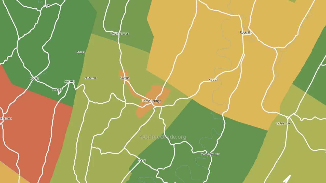 Three Springs, PA Map of Burglary Rates