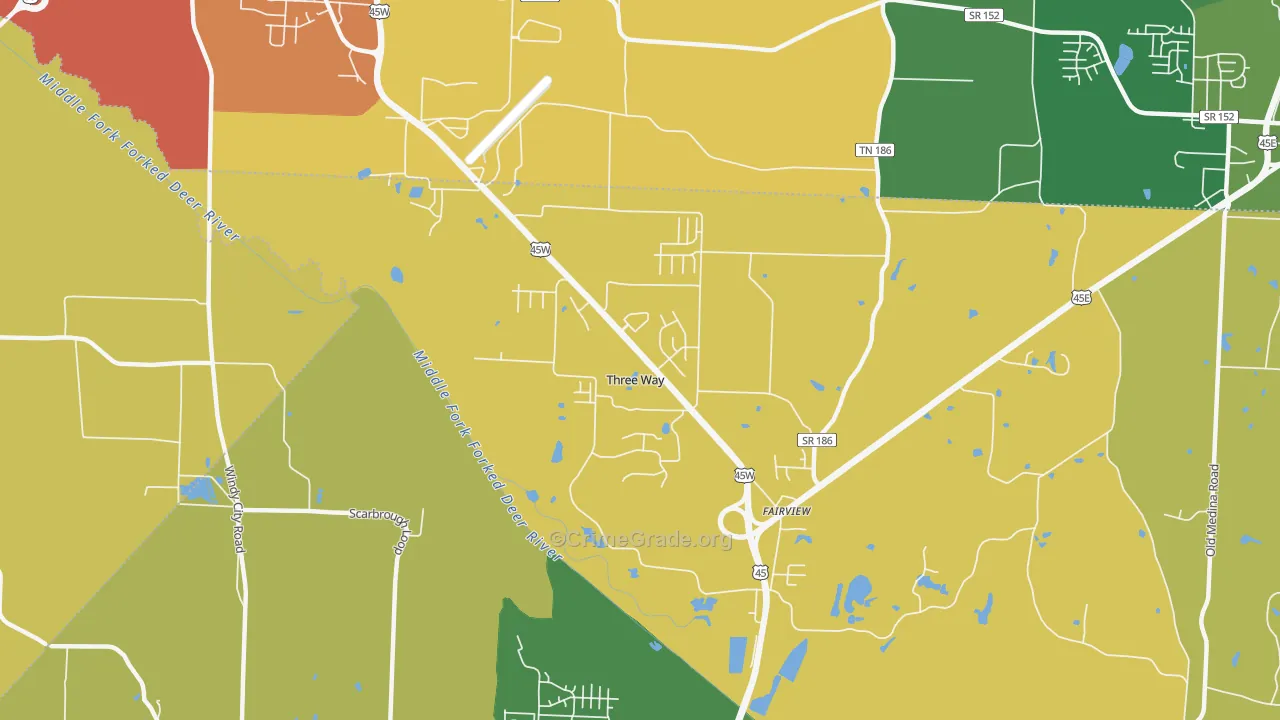 Three Way, TN Map of Burglary Rates