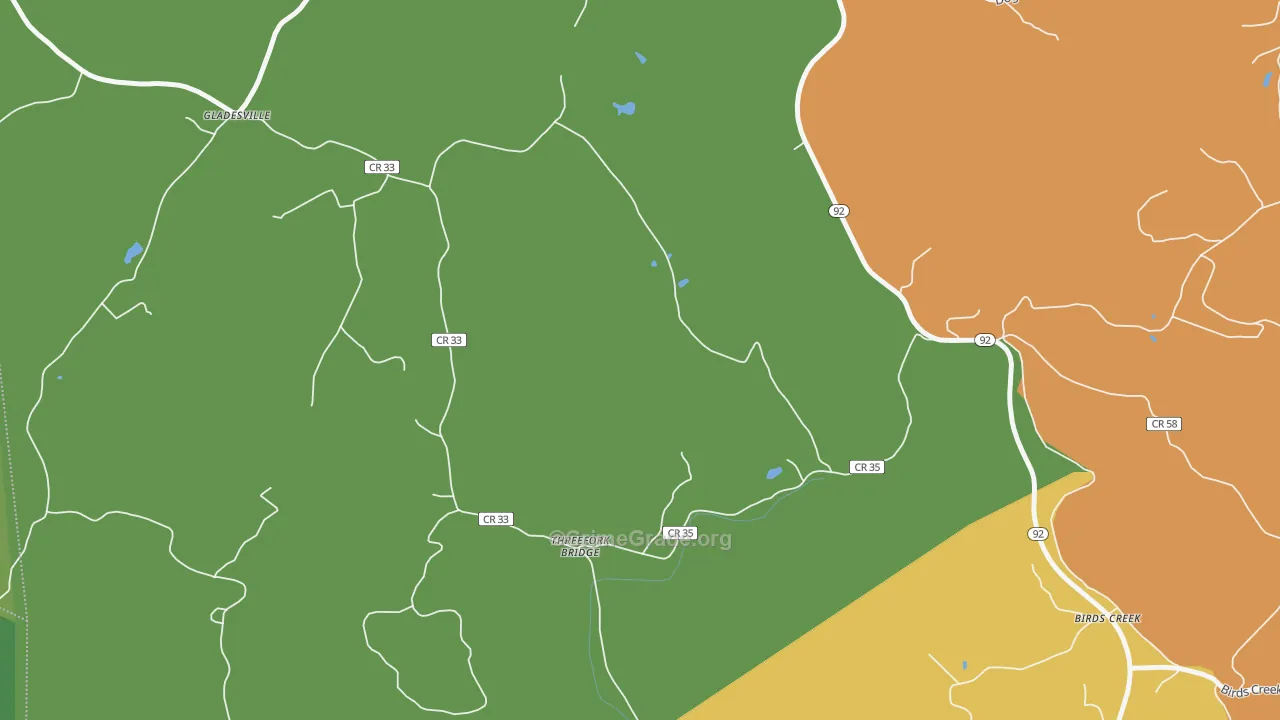 Threefork Bridge, WV Map of Burglary Rates