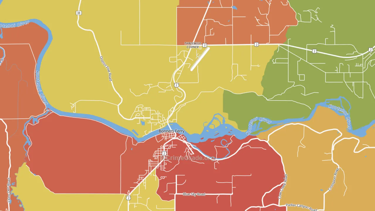 Threemile Corner, ID Map of Burglary Rates