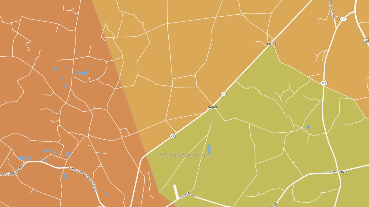Thrift, GA Map of Burglary Rates
