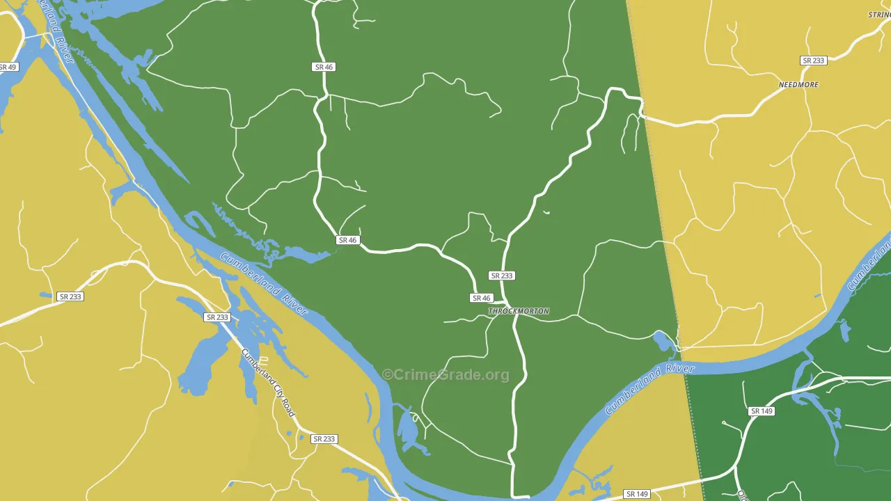 Throckmorton, TN Map of Burglary Rates