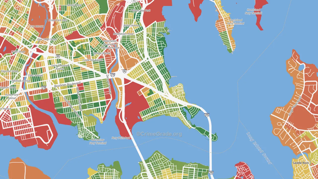 Throgs Neck-Edgewater Park, Bronx, NY Map of Burglary Rates