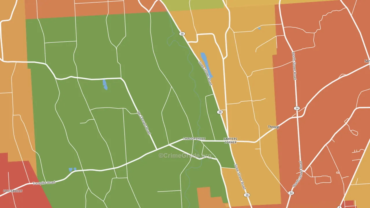 Throopsville, NY Map of Burglary Rates