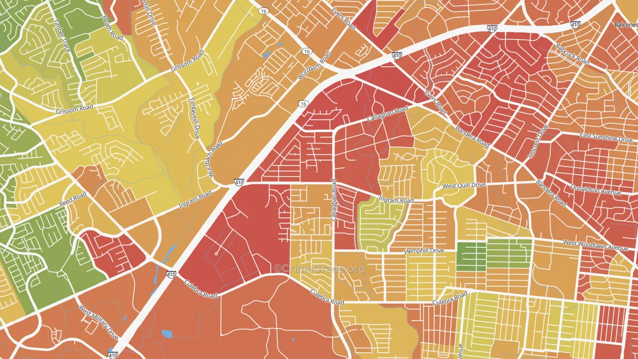 Thunderbird Hills, San Antonio, TX Map of Burglary Rates