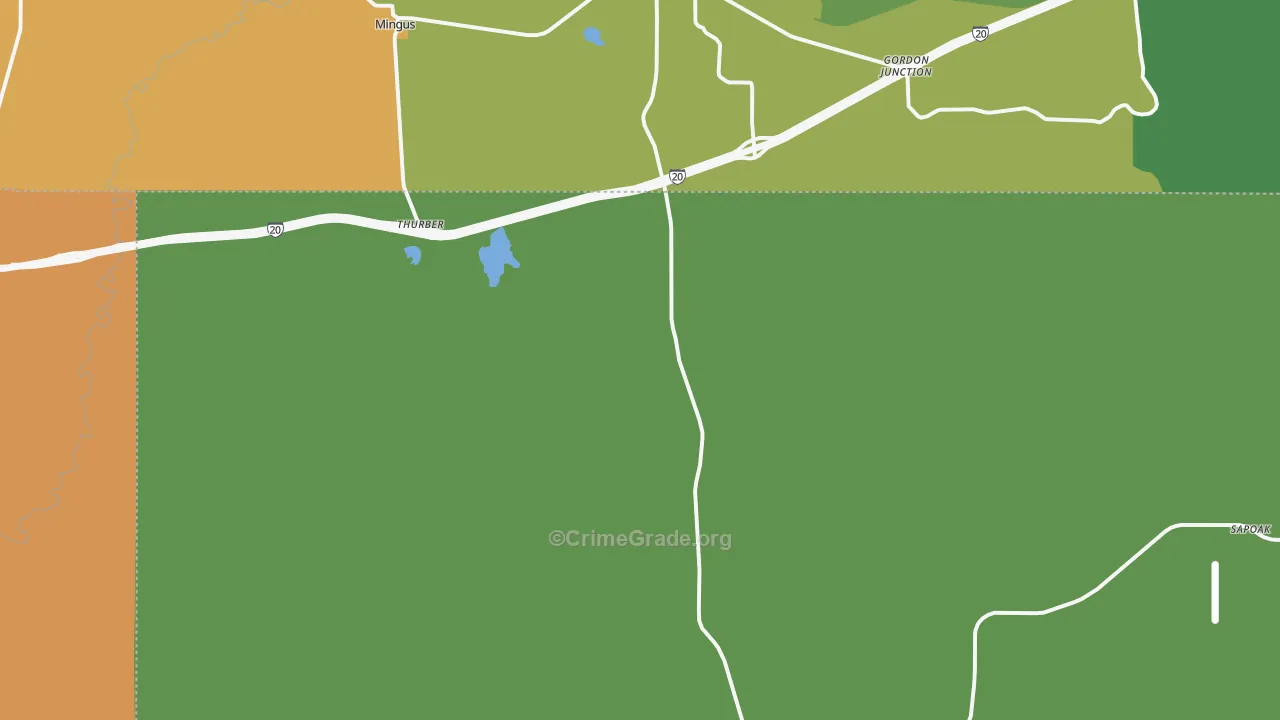 Thurber, TX Map of Burglary Rates