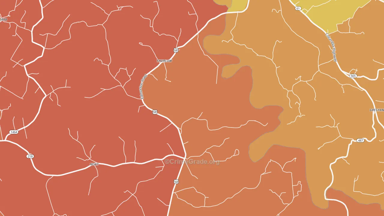 Thurlow, KY Map of Burglary Rates