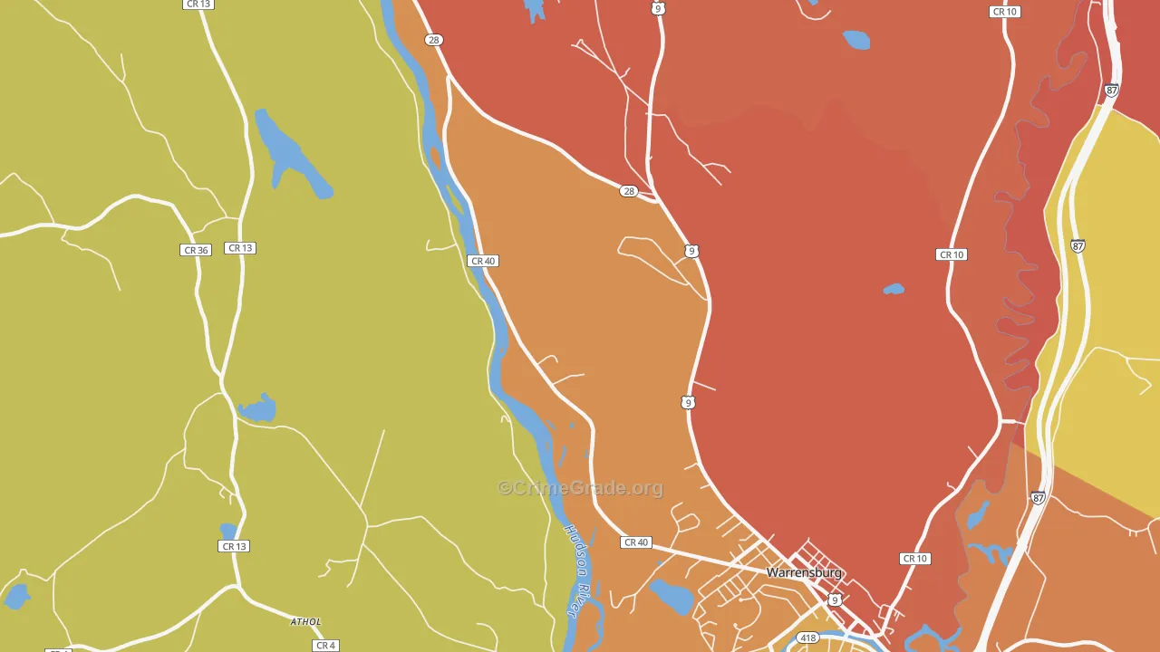 Thurman, NY Map of Burglary Rates
