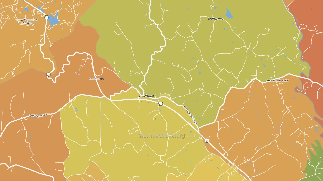 Thurmond, NC Map of Burglary Rates