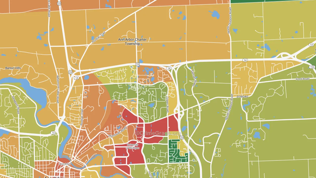 Thurston, Ann Arbor, MI Map of Burglary Rates