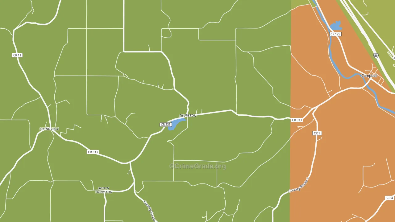 Thurston, NY Map of Burglary Rates