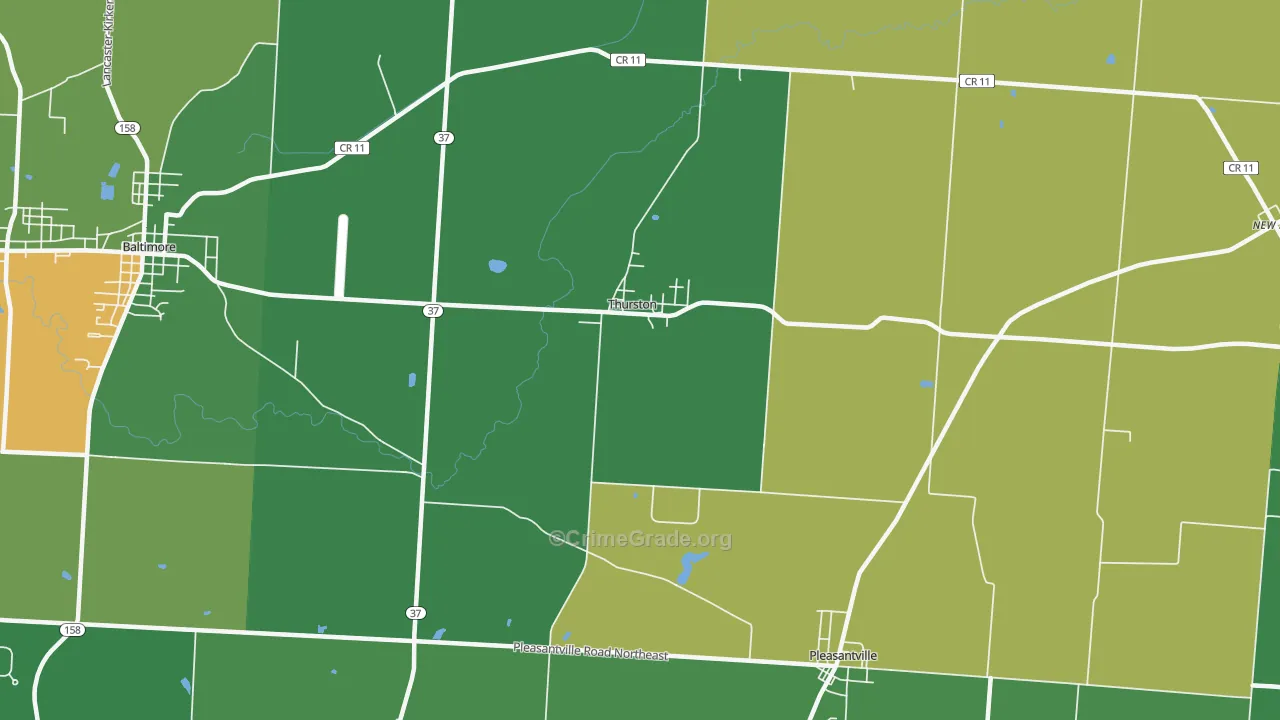 Thurston, OH Map of Burglary Rates