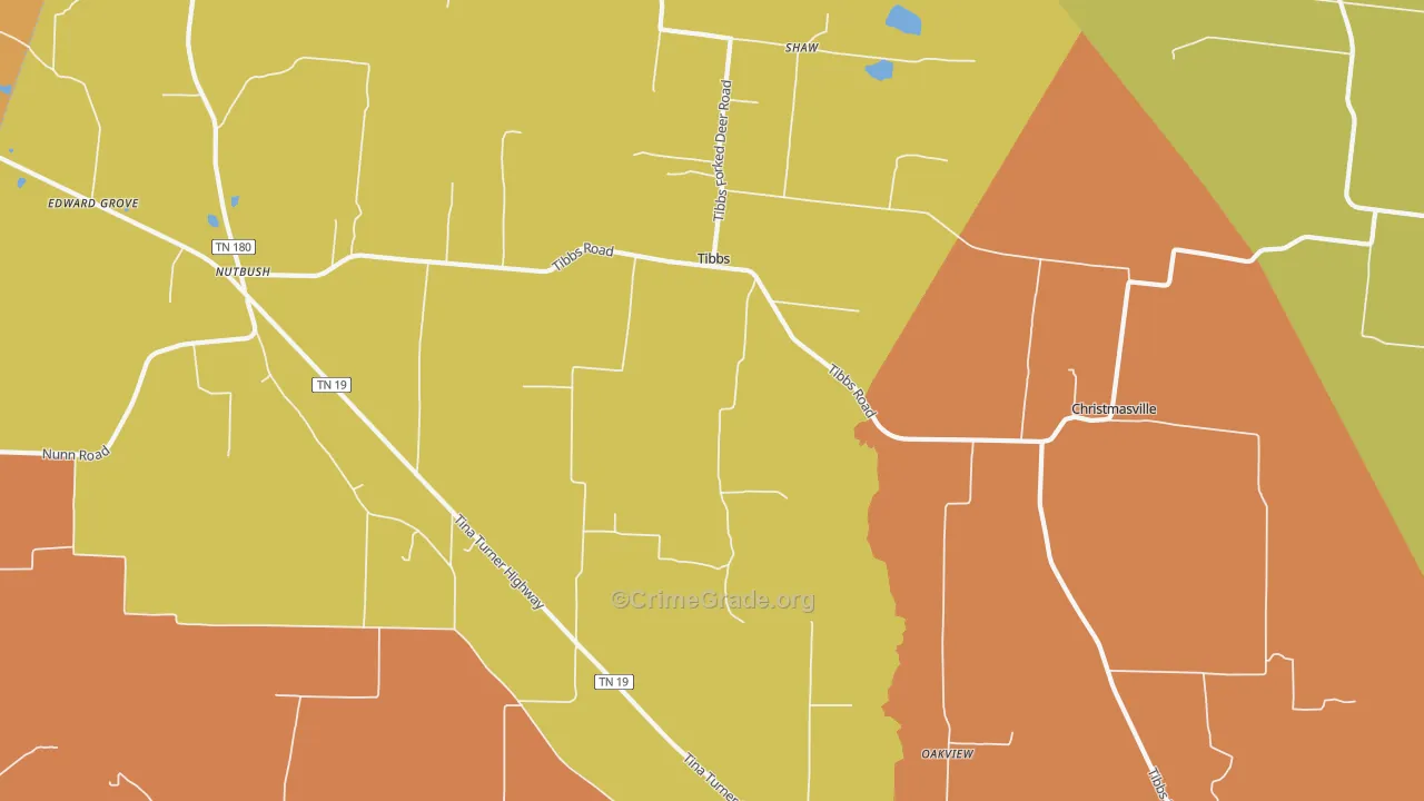Tibbs, TN Map of Burglary Rates