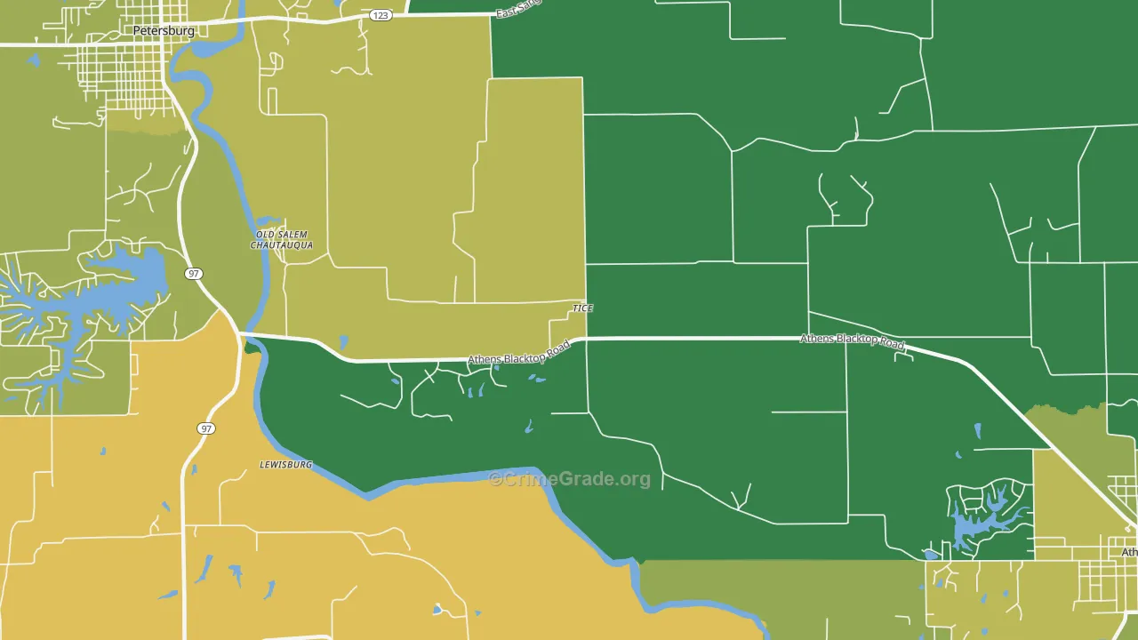 Tice, IL Map of Burglary Rates