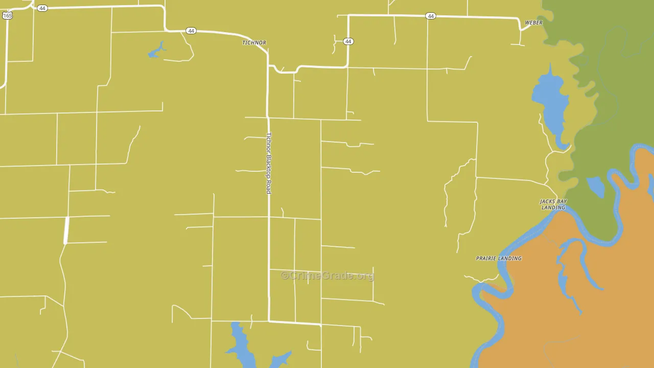 Tichnor, AR Map of Burglary Rates