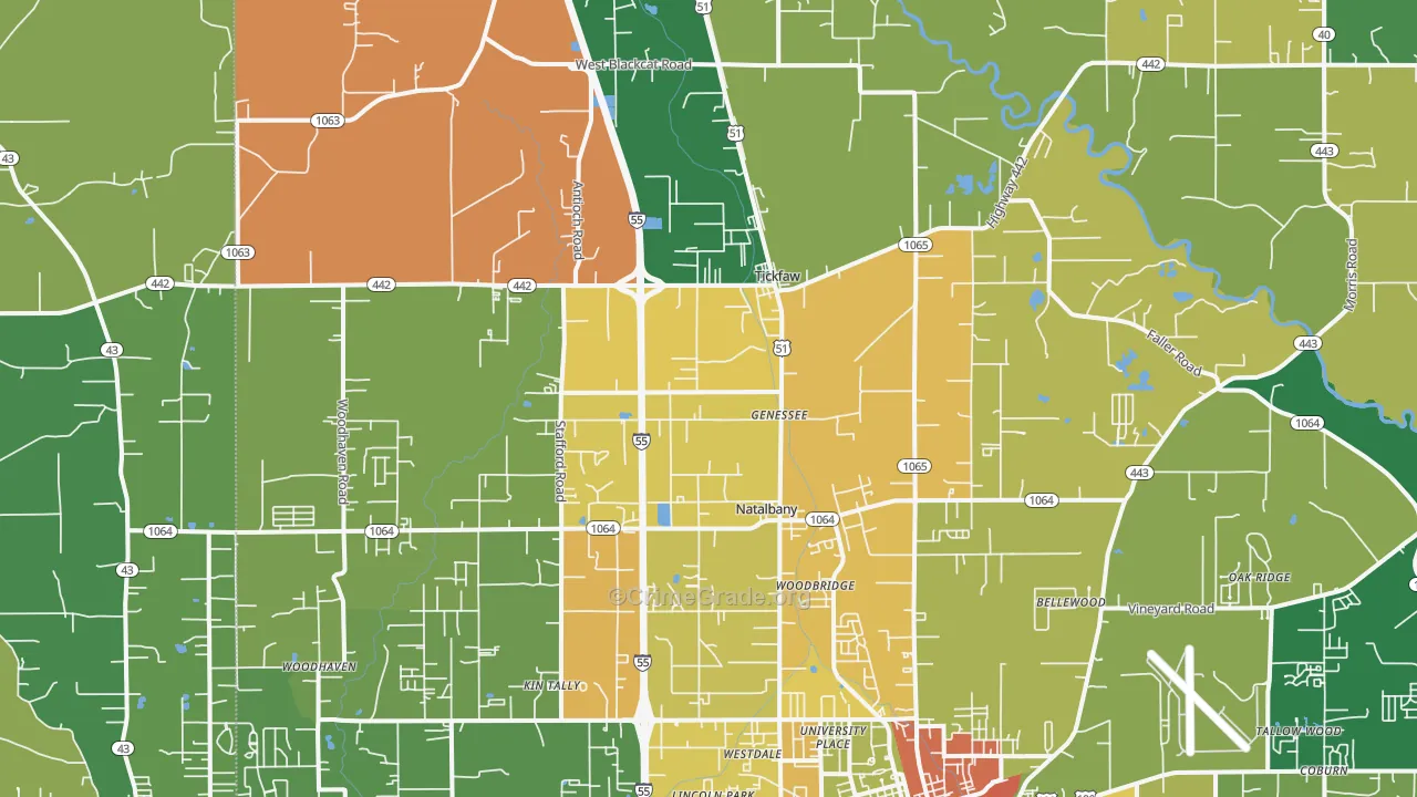 Tickfaw, LA Map of Burglary Rates