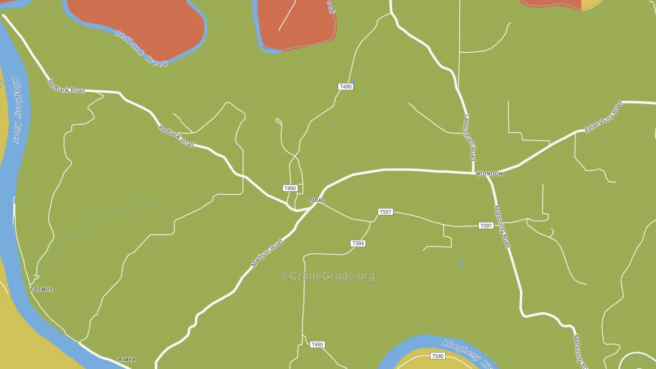 Tidal, PA Map of Burglary Rates