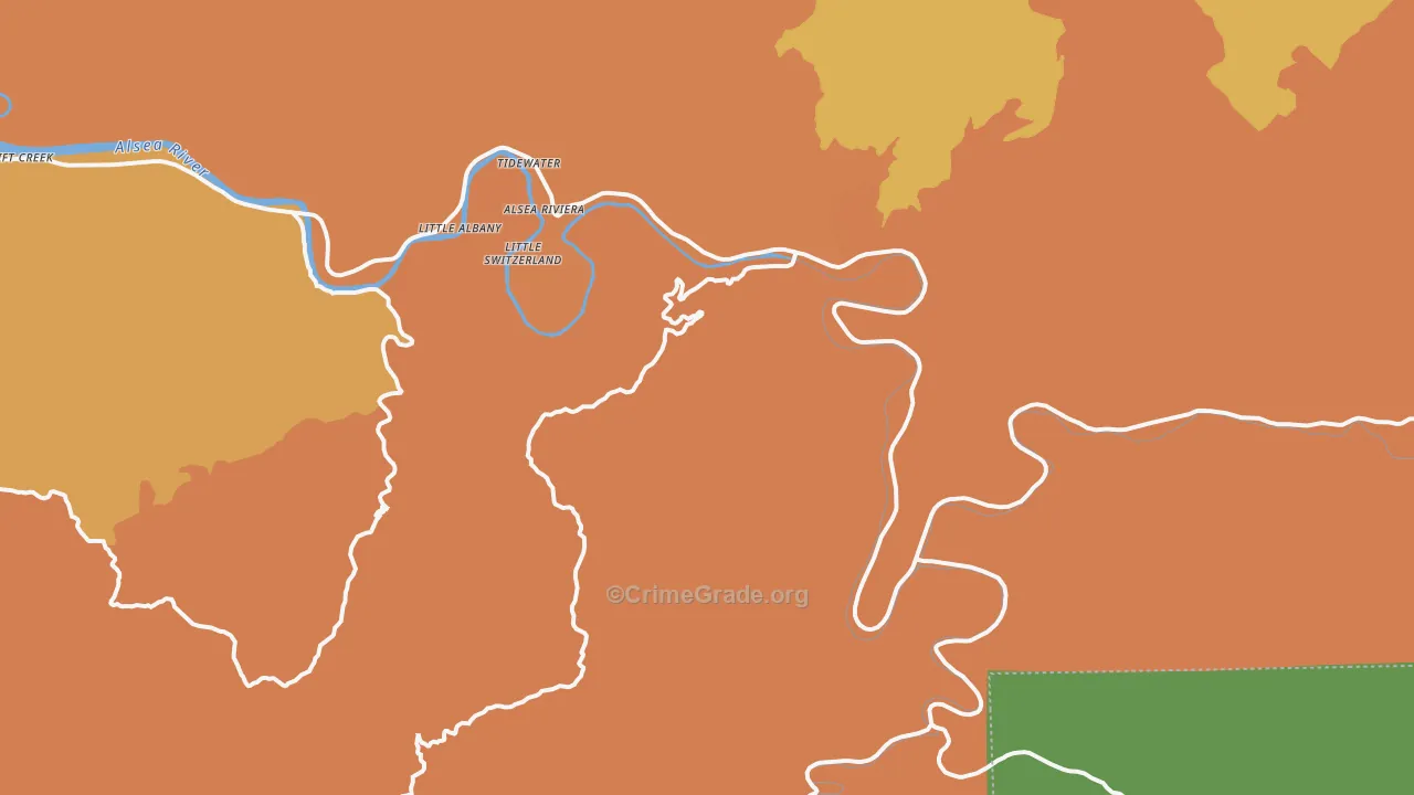 Tidewater, OR Map of Burglary Rates