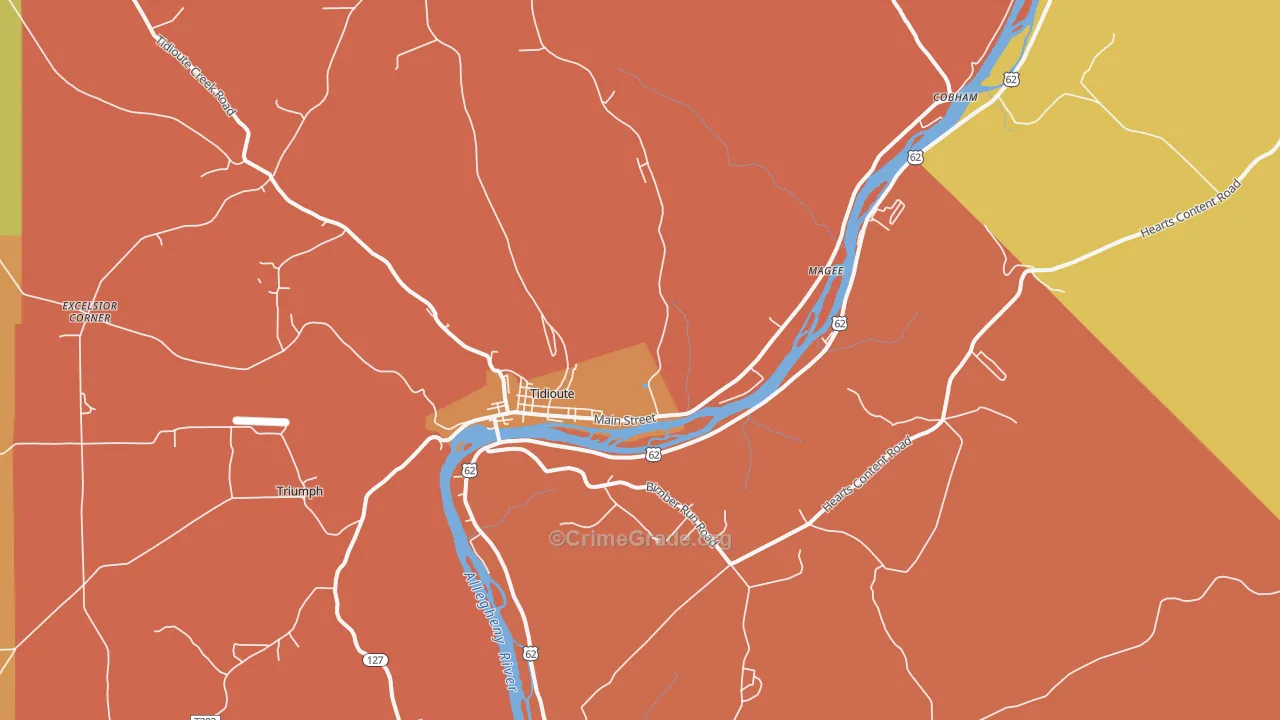 Tidioute, PA Map of Burglary Rates