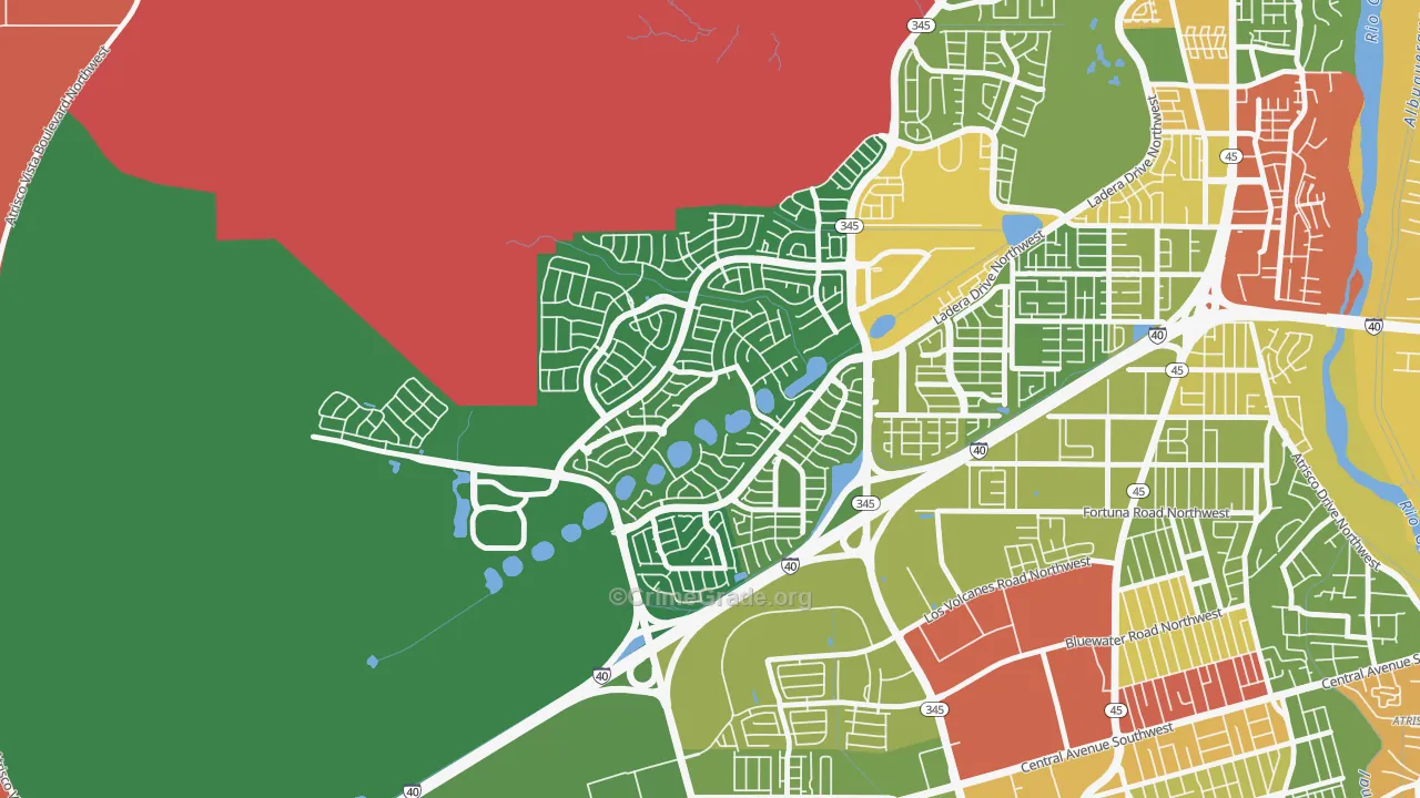 Tierra Oeste, Albuquerque, NM Map of Burglary Rates