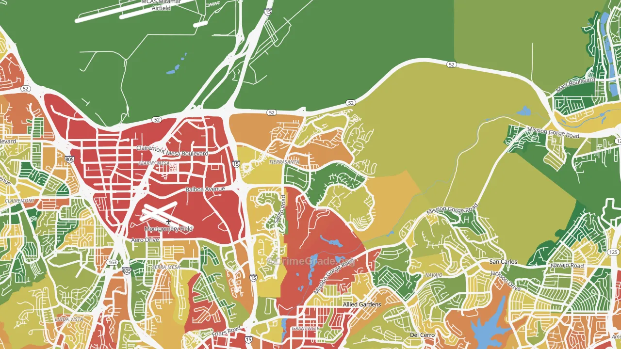 Tierrasanta, San Diego, CA Map of Burglary Rates