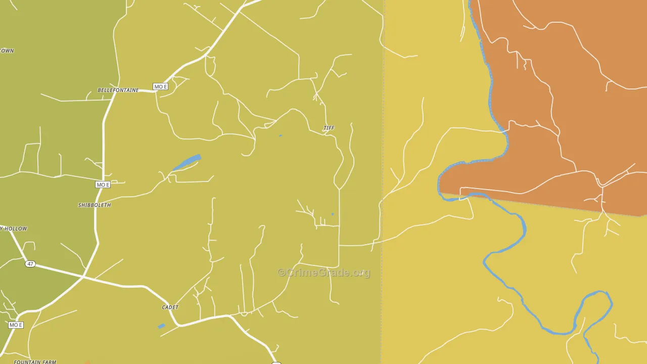 Tiff, MO Map of Burglary Rates