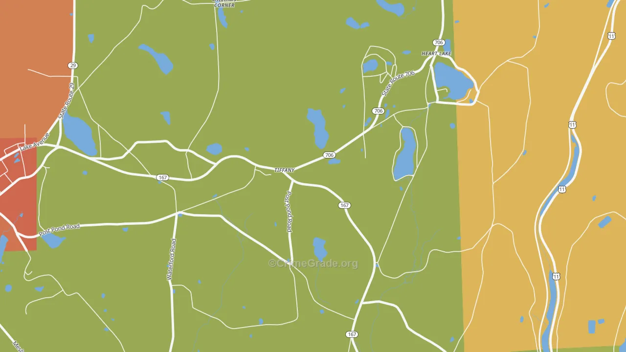 Tiffany, PA Map of Burglary Rates