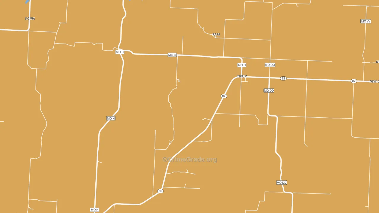 Tiffin, MO Map of Burglary Rates