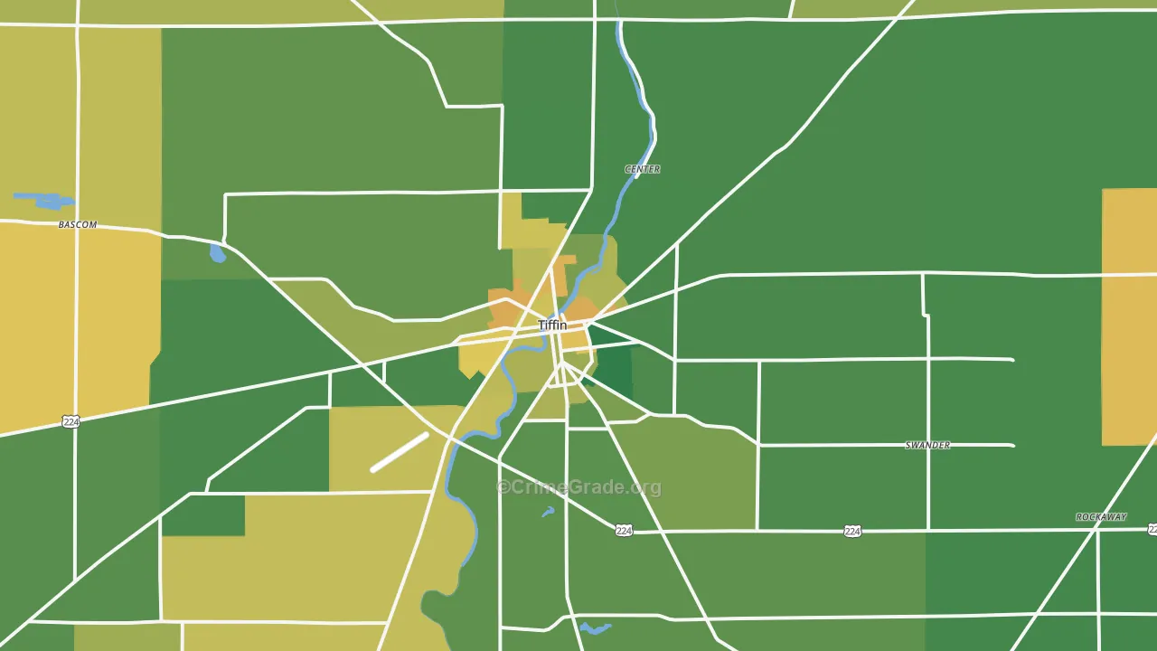 Tiffin, OH Map of Burglary Rates