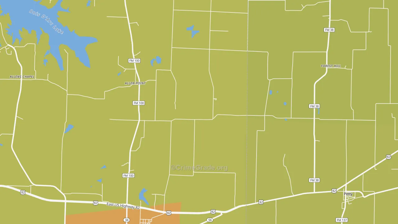 Tigertown, TX Map of Burglary Rates