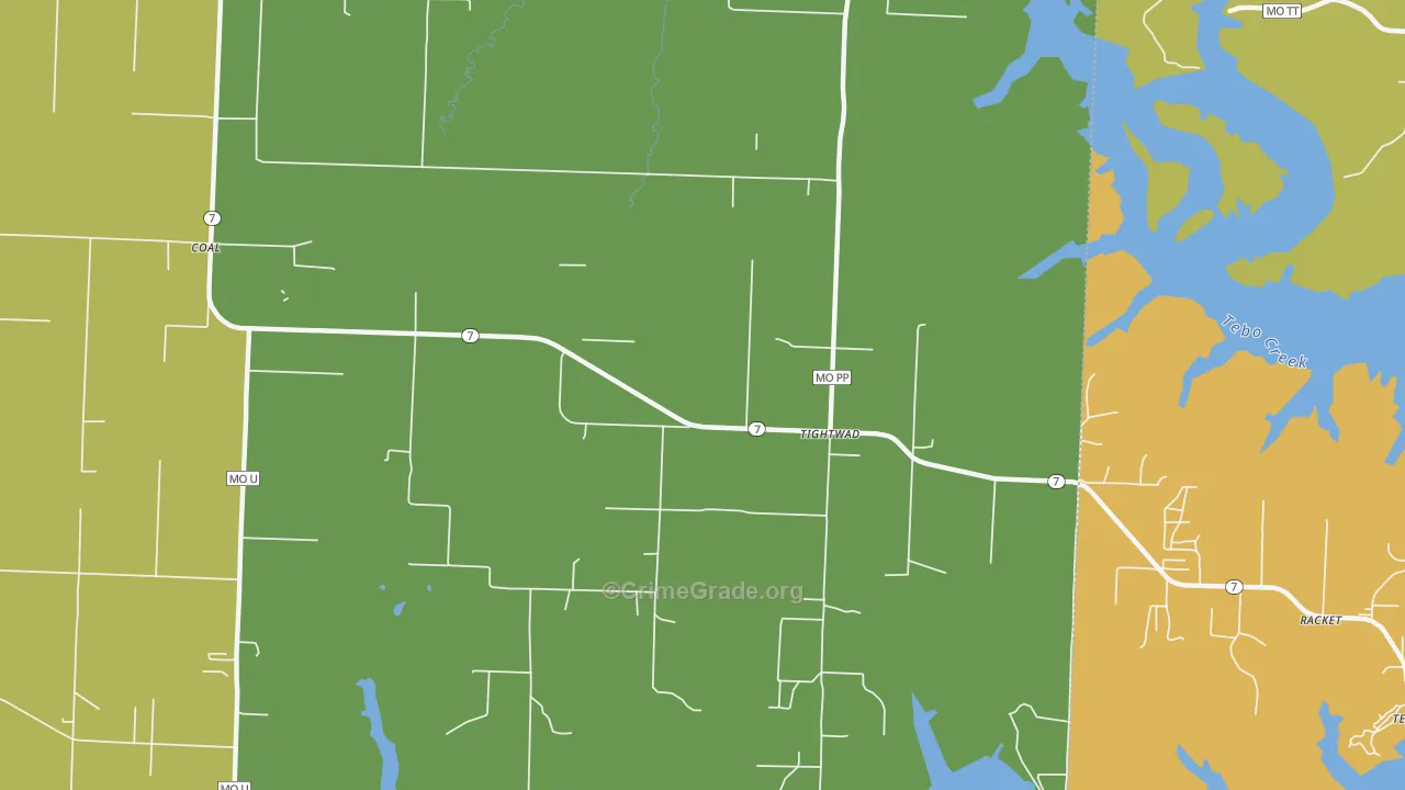 Tightwad, MO Map of Burglary Rates