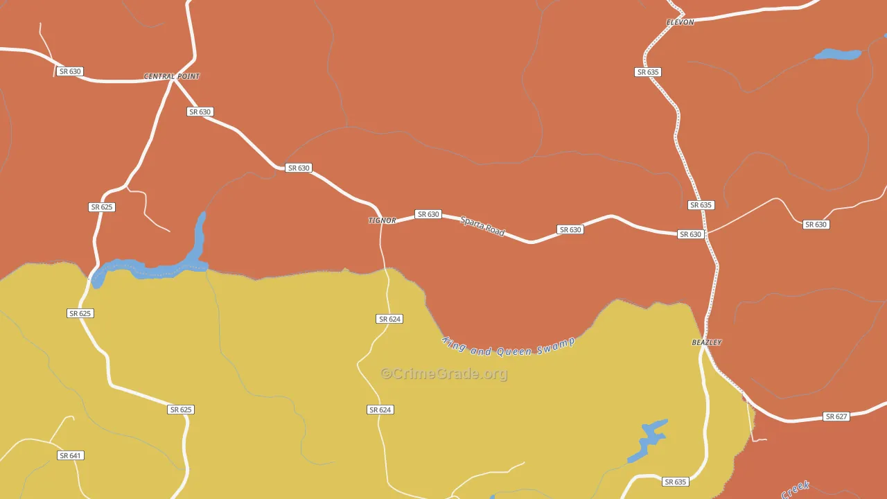Tignor, VA Map of Burglary Rates