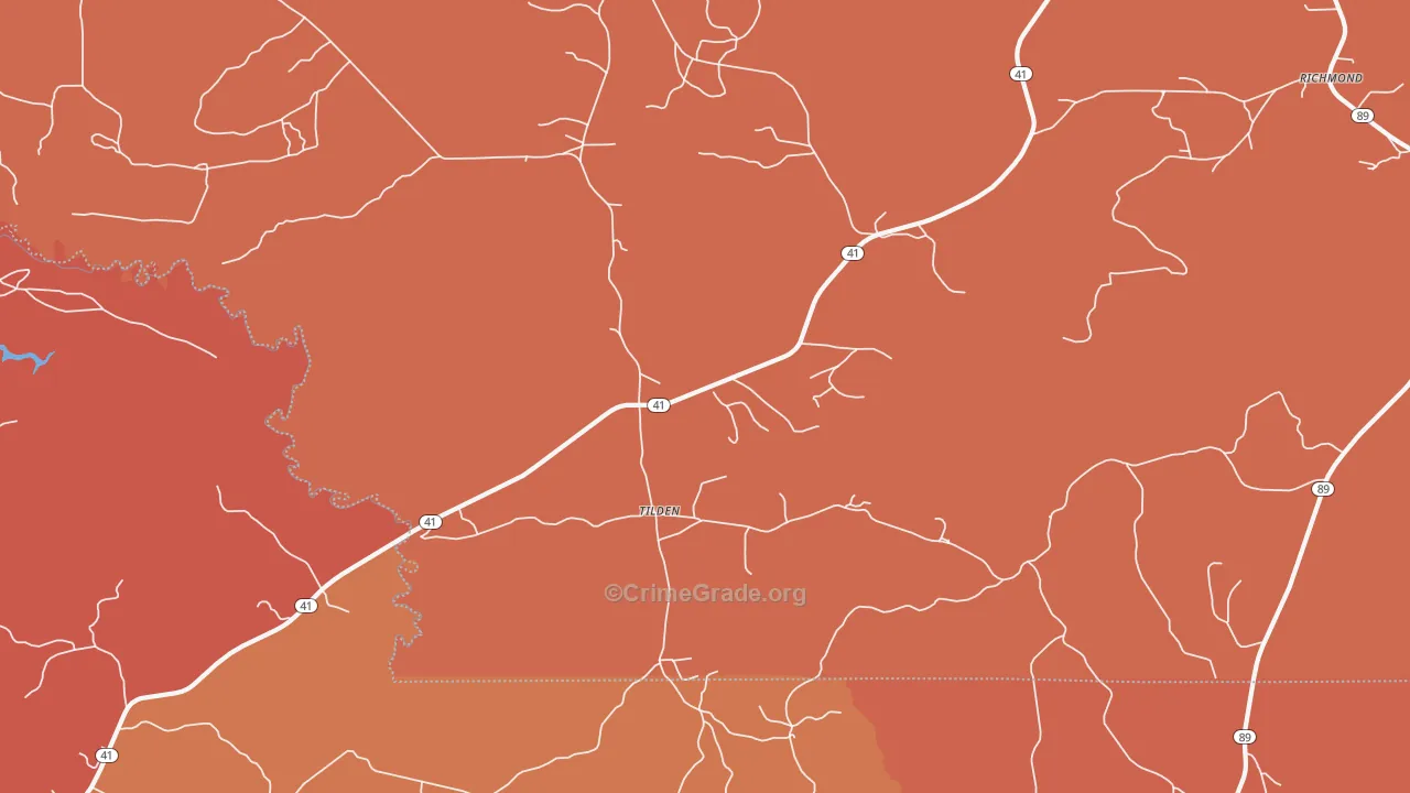 Tilden, AL Map of Burglary Rates