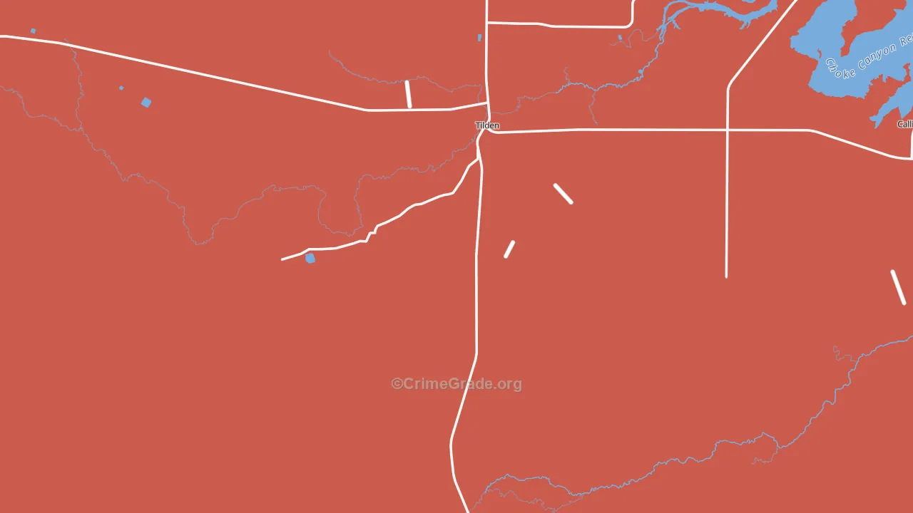 Tilden, TX Map of Burglary Rates