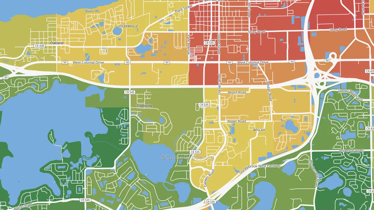 Tildenville, FL Map of Burglary Rates