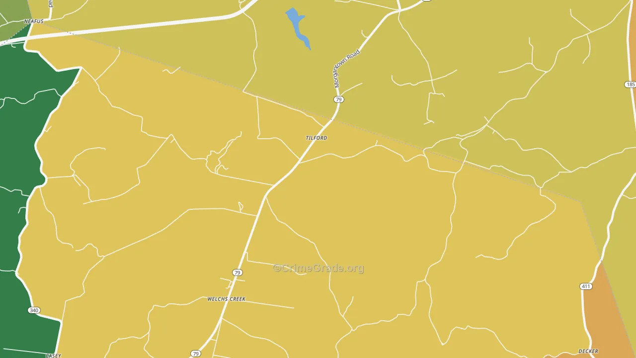 Tilford, KY Map of Burglary Rates