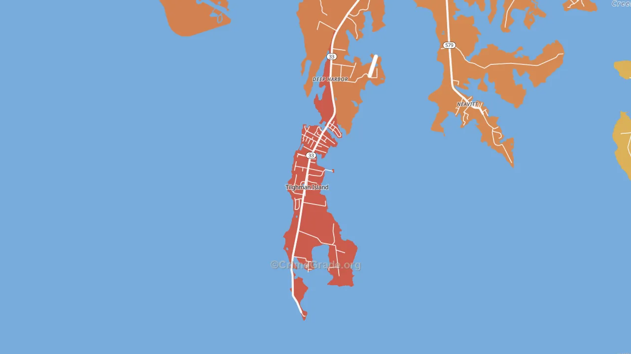Tilghman, MD Map of Burglary Rates