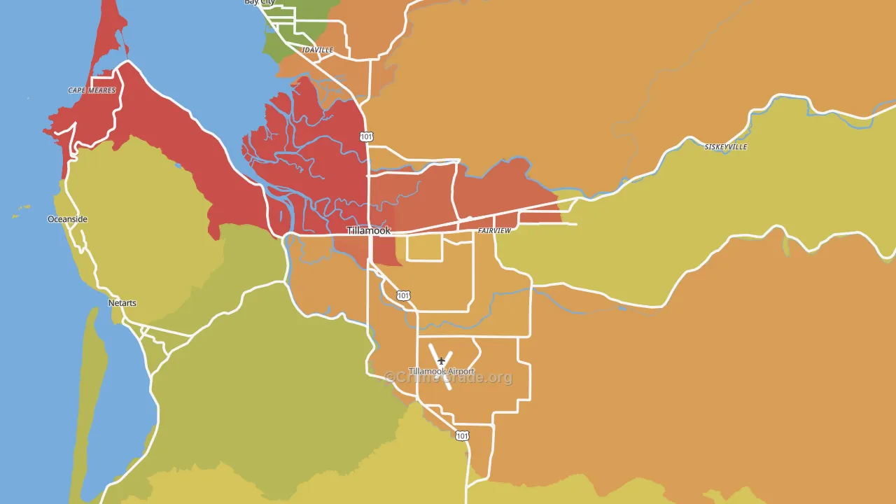 Tillamook, OR Map of Burglary Rates